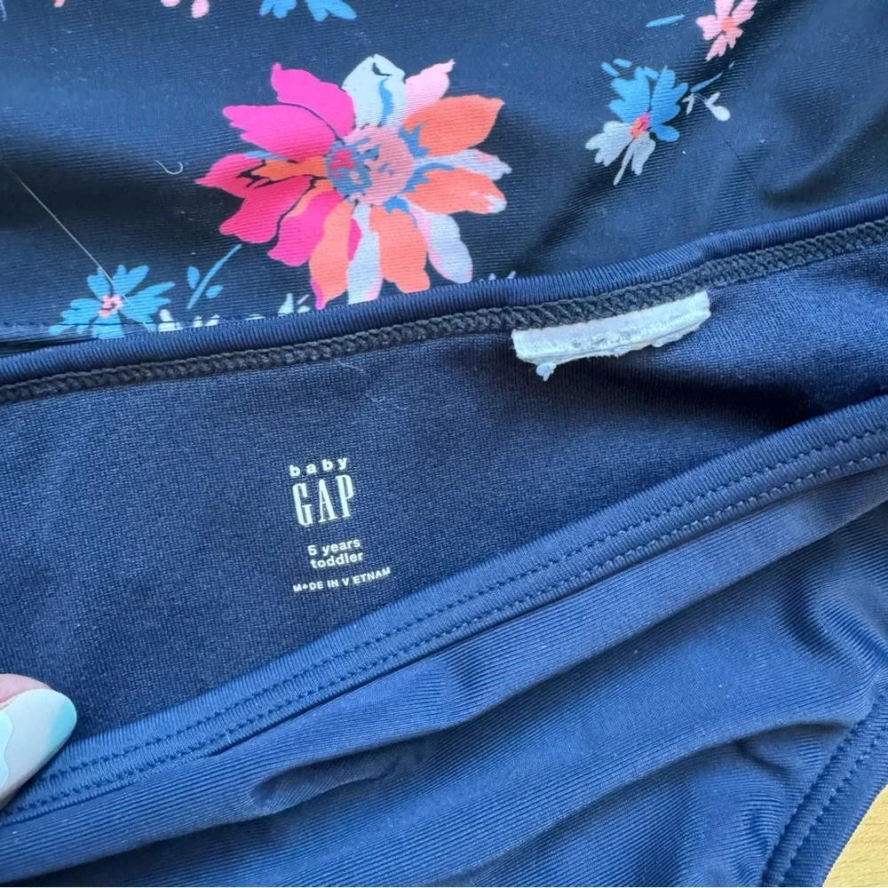 GAP Kids Navy Floral Swim Rashguard Set